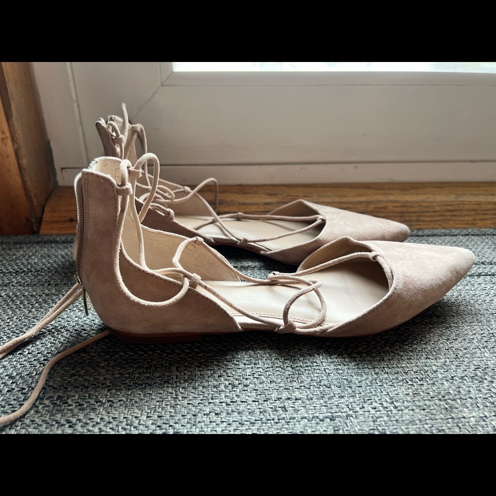 Light pink lace up flats